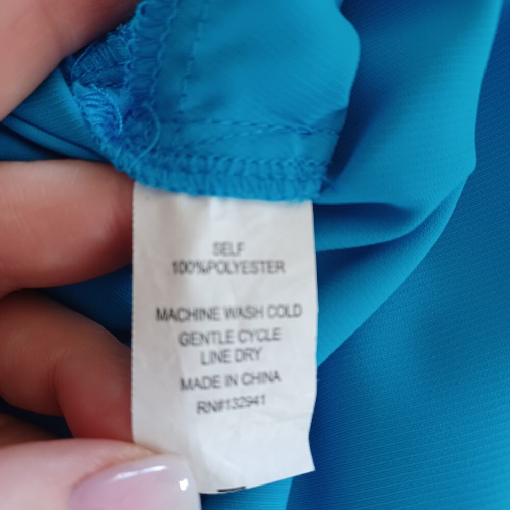 Amanda Uprichard Darby Tiered Halter Mini Dress Ocean Blue M - Picture 11 of 11